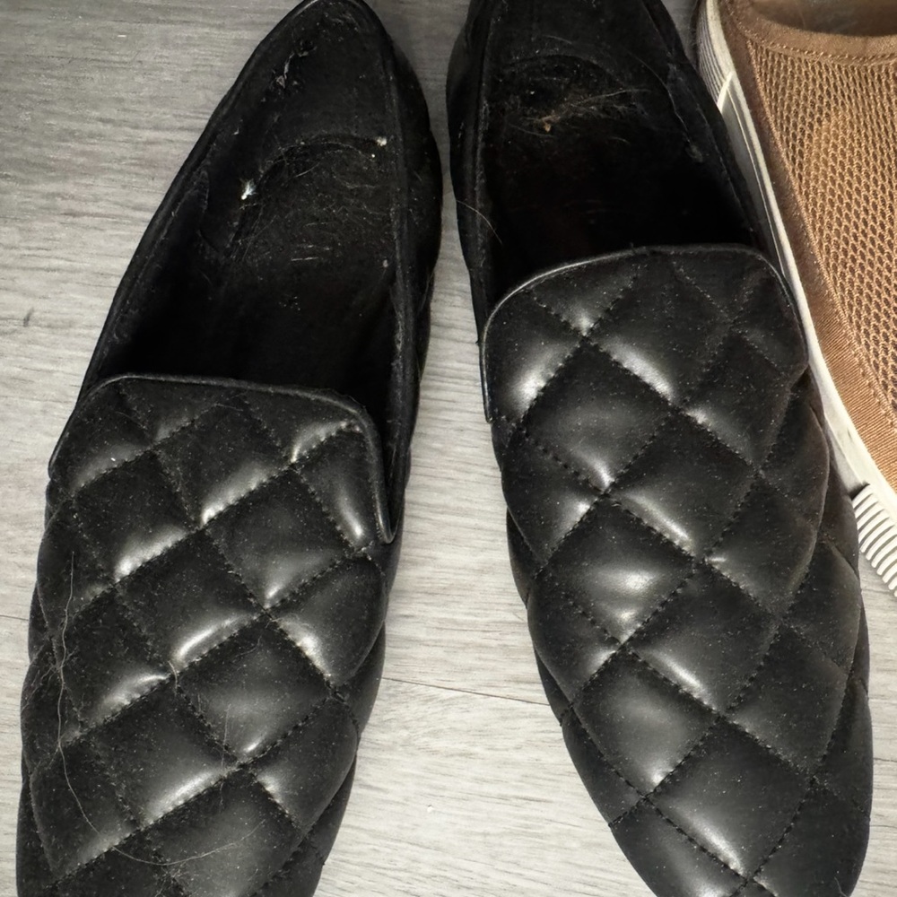 Black Quilted unisex Zara Loafers 39 fits like 8-8.5